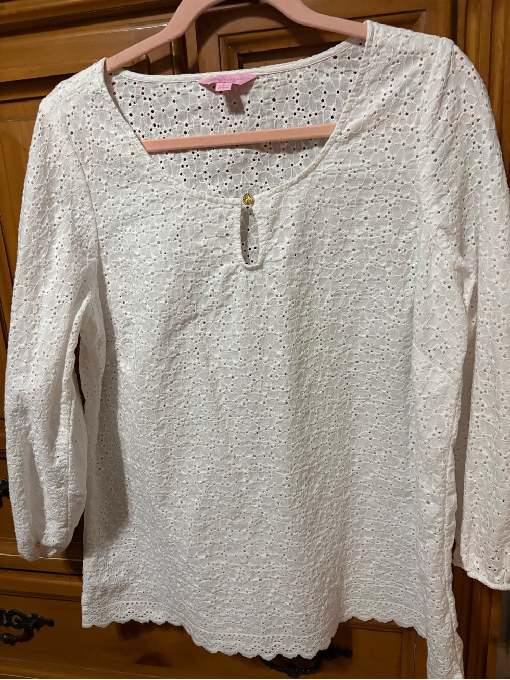 Lilly Pulitzer White Eyelet Button-Keyhole Tunic